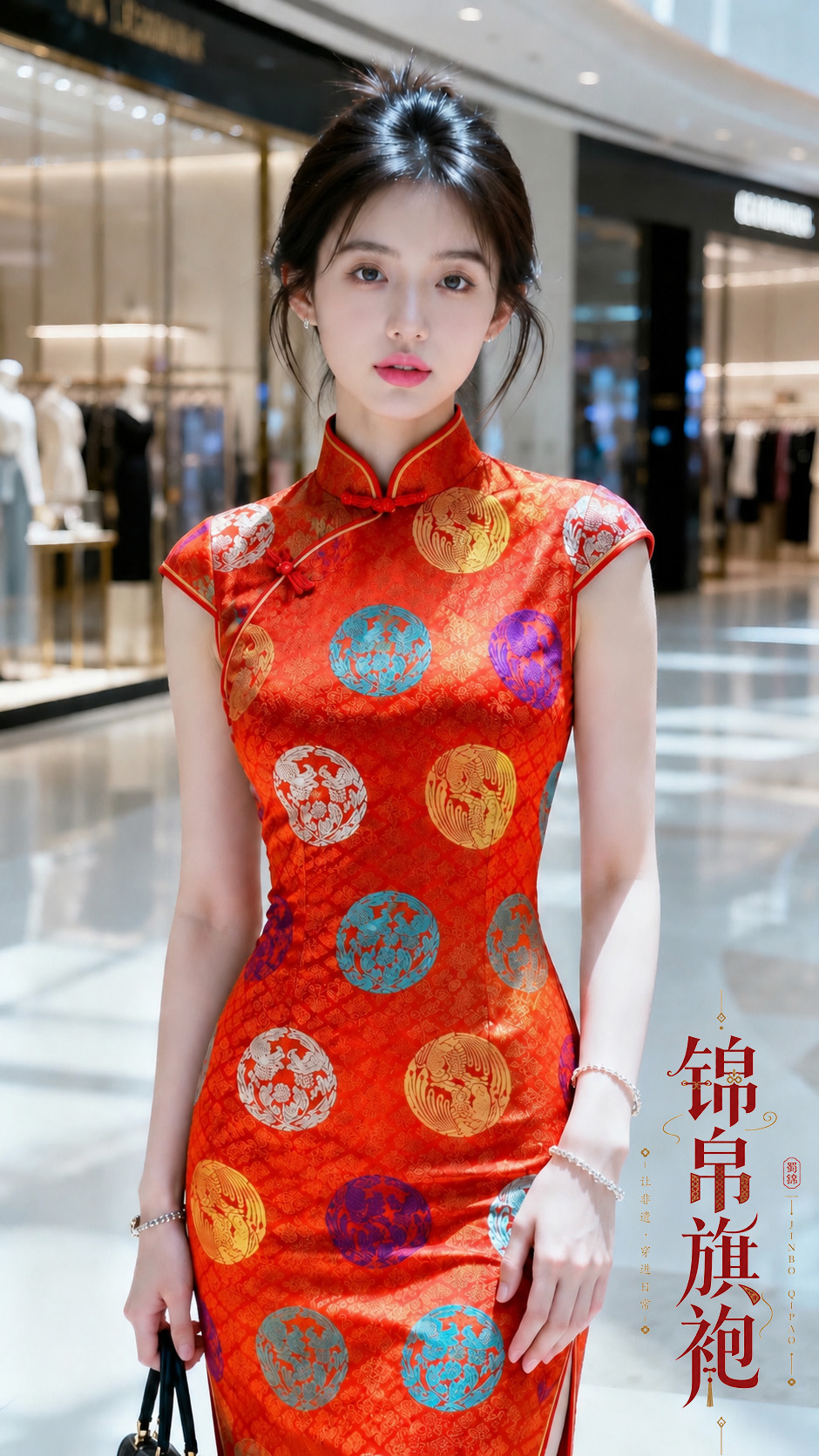 Modern red qipao portrait