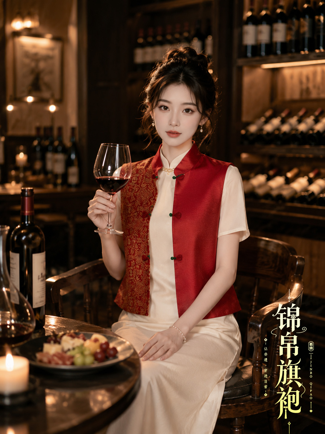 Wine lounge qipao portrait